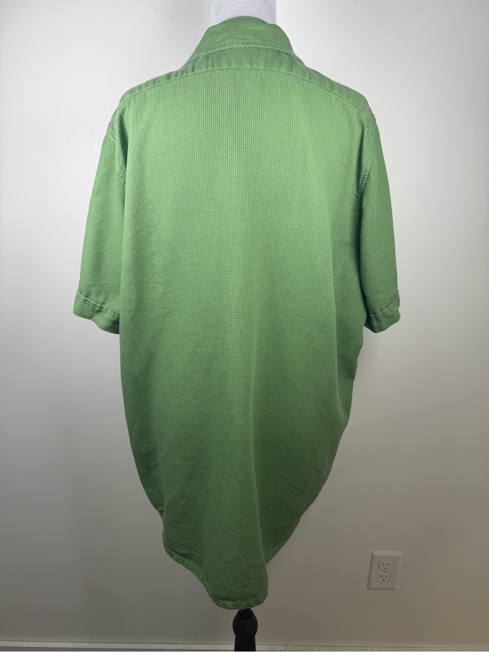 Vintage 90's Guess Jeans USA Men's XXL Green Waffle Camp Shirt Made In Hong Kong - Picture 3 of 10